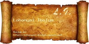 Lohonyai Ibolya névjegykártya